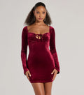 Flowering Girl Women Season Of Splendor Long Sleeve Velvet Mini Dress