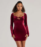 Flowering Girl Women Season Of Splendor Long Sleeve Velvet Mini Dress