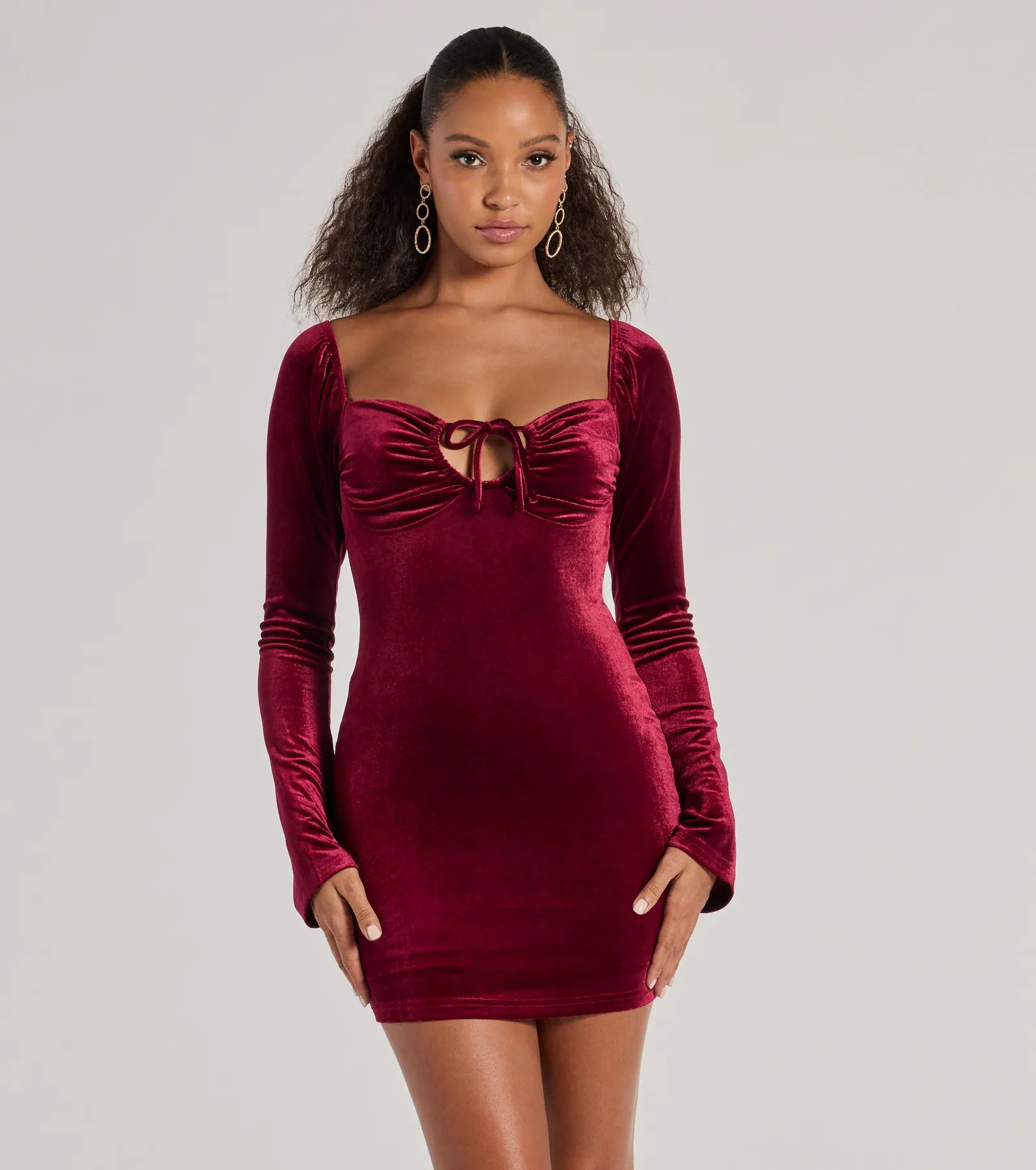 Flowering Girl Women Season Of Splendor Long Sleeve Velvet Mini Dress