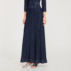 alexandra Rhinestone knit maxi skirt in navy blue