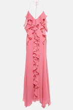 Pink Ruffle cotton and silk maxi dress