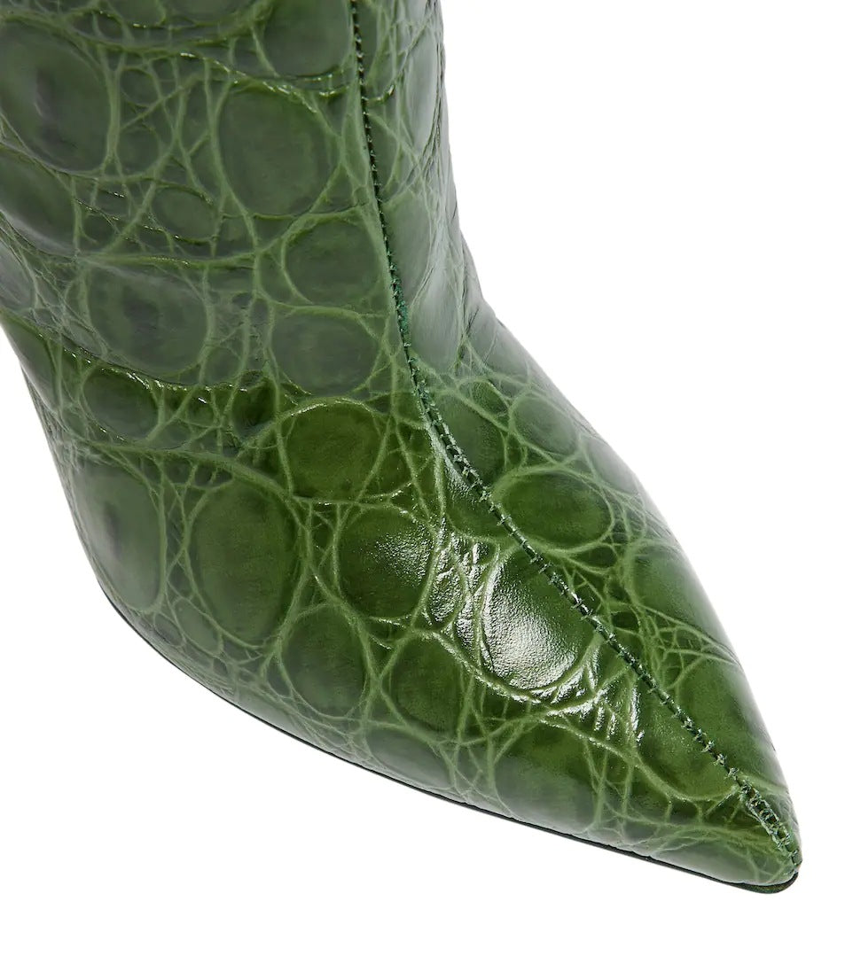 Flowering Girl Women Snake-print high-heeled pointed-toe straight-leg boots
