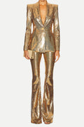 Flowering Girl Women alexandra Fitted Sequin Blazer in gold