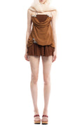 Flowering Girl Women Brown 3d Butterfly Fishbone Tunic Top Mini Skirt Set
