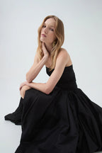 nancy Bubble Hem Maxi Dress in black