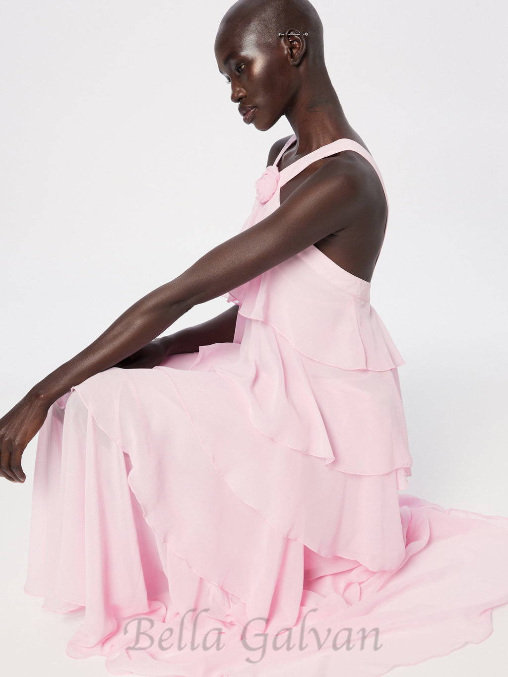 Flowering Girl Women layer-embellished Neckholder maxi dress in pink