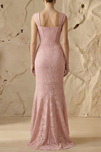 Flowering Girl Women vivien Lace Gathering Maxi Dress - pink