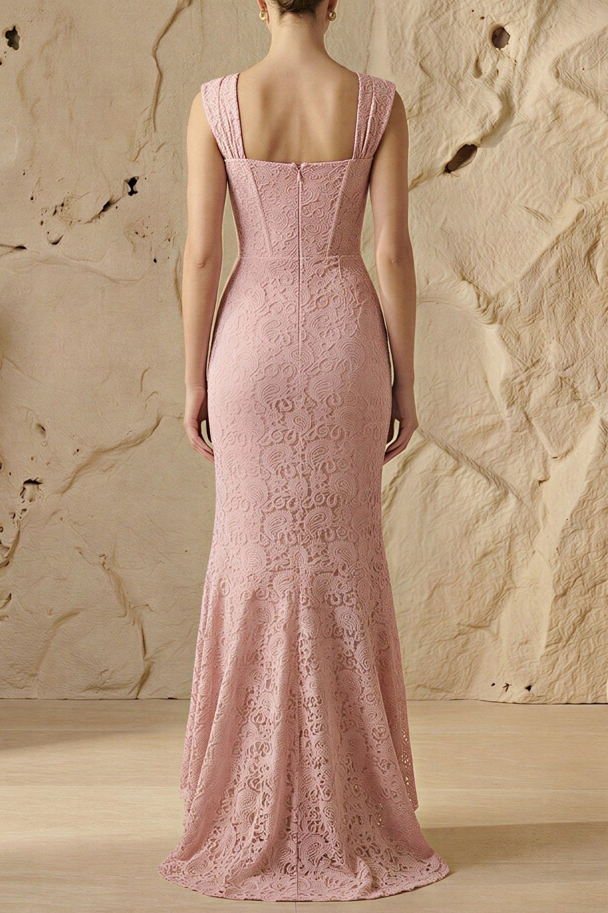Flowering Girl Women vivien Lace Gathering Maxi Dress - pink