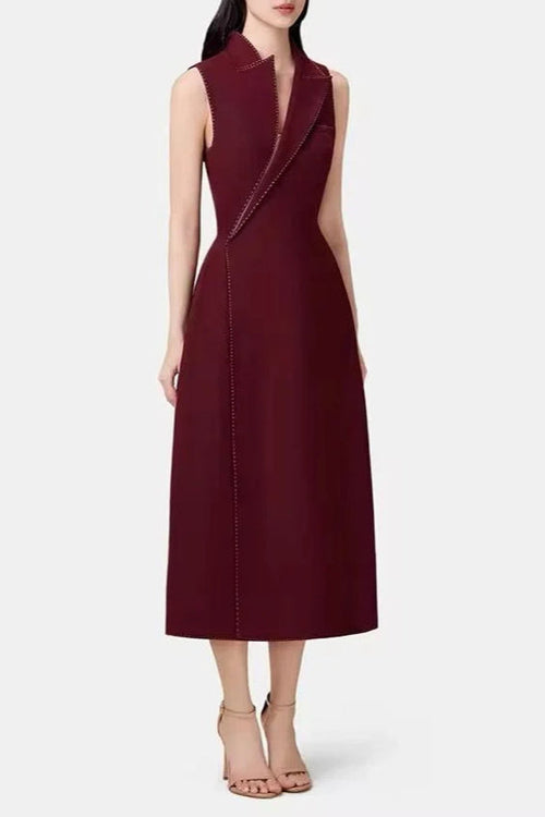 Flowering Girl Women Asymmetric Collar Blazer Midi Dress In Red
