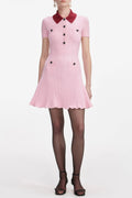 Christine Pink Contrast Collar Knit Mini Dress