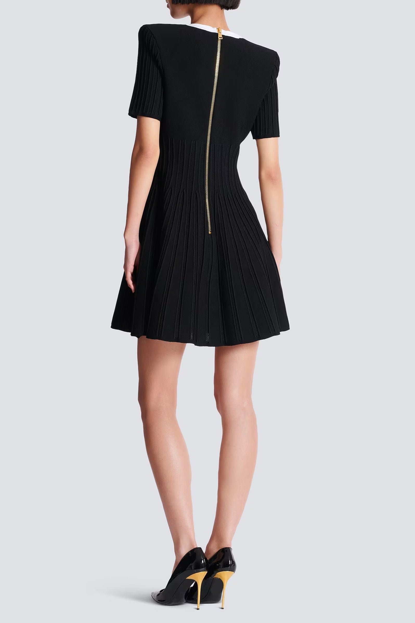 Two-tone A-line knit dress