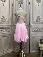 One-Shoulder Crystal Chiffon Party Dress