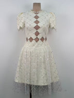 Henrietta Ivory Sequin Mini Dress With Mesh Panels