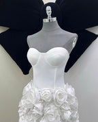 Lily Flower Mini Dress In White