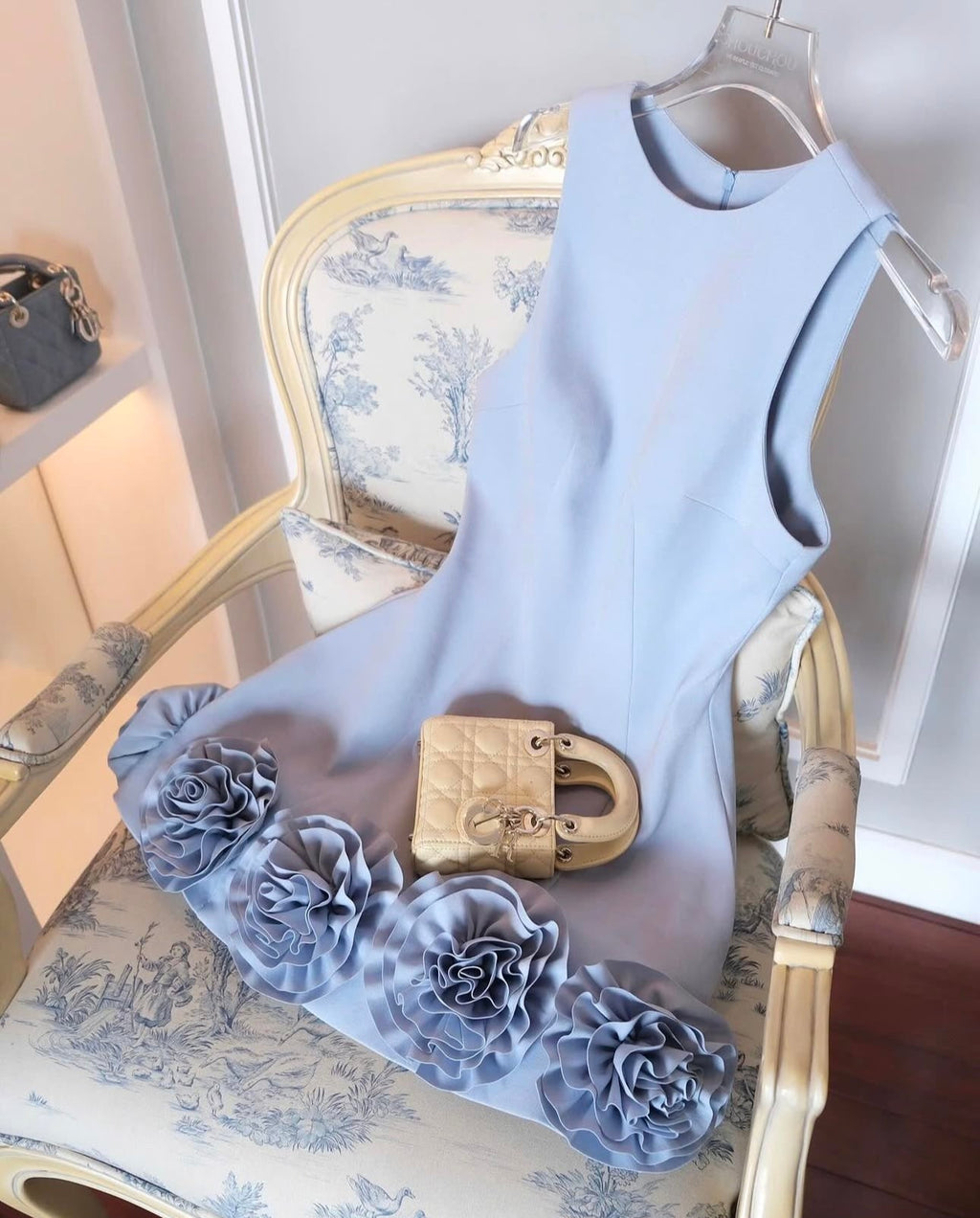 Flowering Girl Women Azure 3D Flower Mini Dress In Blue