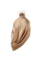 Satin Cowl Neck Halter Top in gold