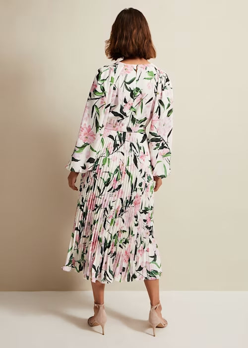 Flowering Girl Women Penny Floral Pleat Midi Dress