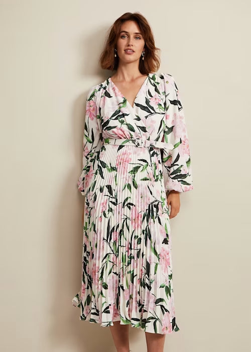 Flowering Girl Women Penny Floral Pleat Midi Dress