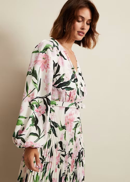Flowering Girl Women Penny Floral Pleat Midi Dress