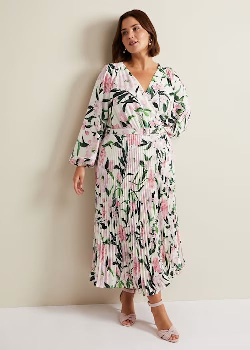 Flowering Girl Women Penny Floral Pleat Midi Dress