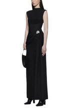 Kelly Interlock Pleated Knit Maxi Dress In Black