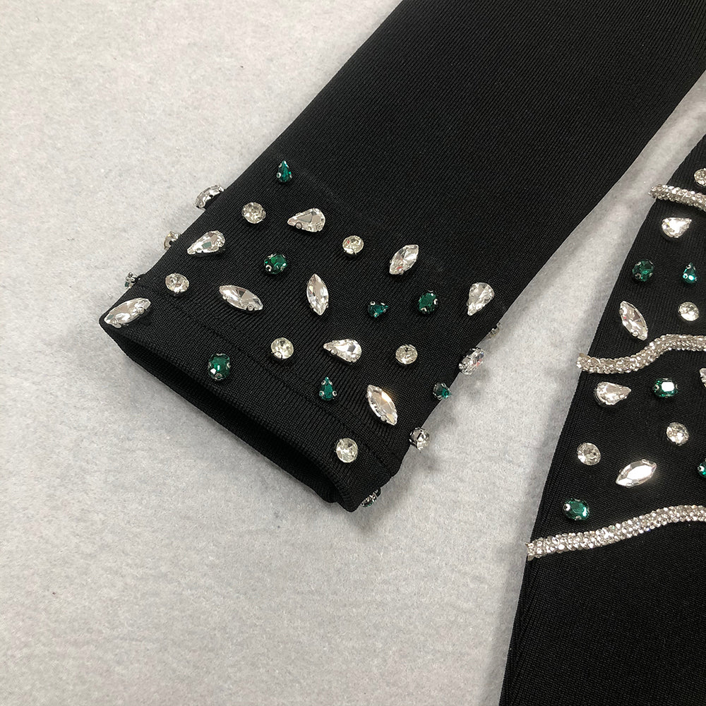 Flowering Girl Women Ashley crystal embellished bodycon maxi dress in black
