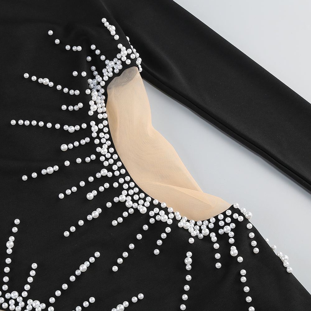 Flowering Girl Women Camille pearl-embellished mini dress in black