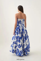 nancy Violette  Bubble Hem Maxi Dress in cobalt