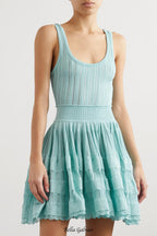 Flowering Girl Women Archetypes ribbed pointelle-knit mini dress in green