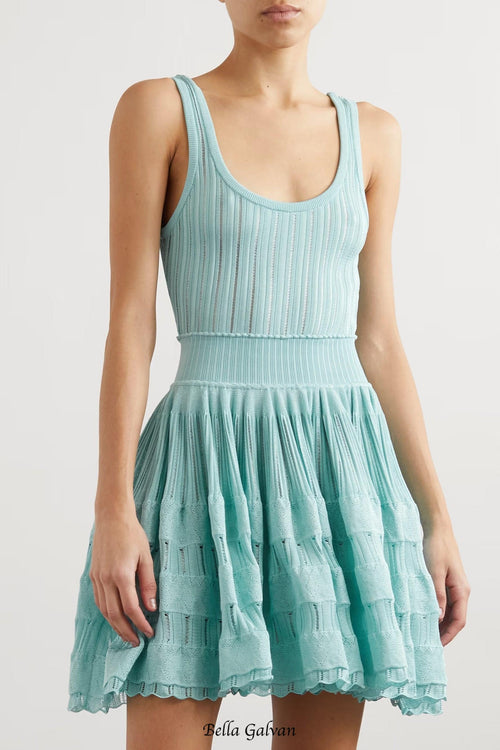 Flowering Girl Women Archetypes ribbed pointelle-knit mini dress in green