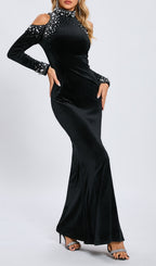 Flowering Girl Women Sequin Embellished Long Sleeve Maxi Dress In Black