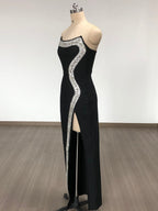 Flowering Girl Women Amber-embellished Bandage Gown in Black