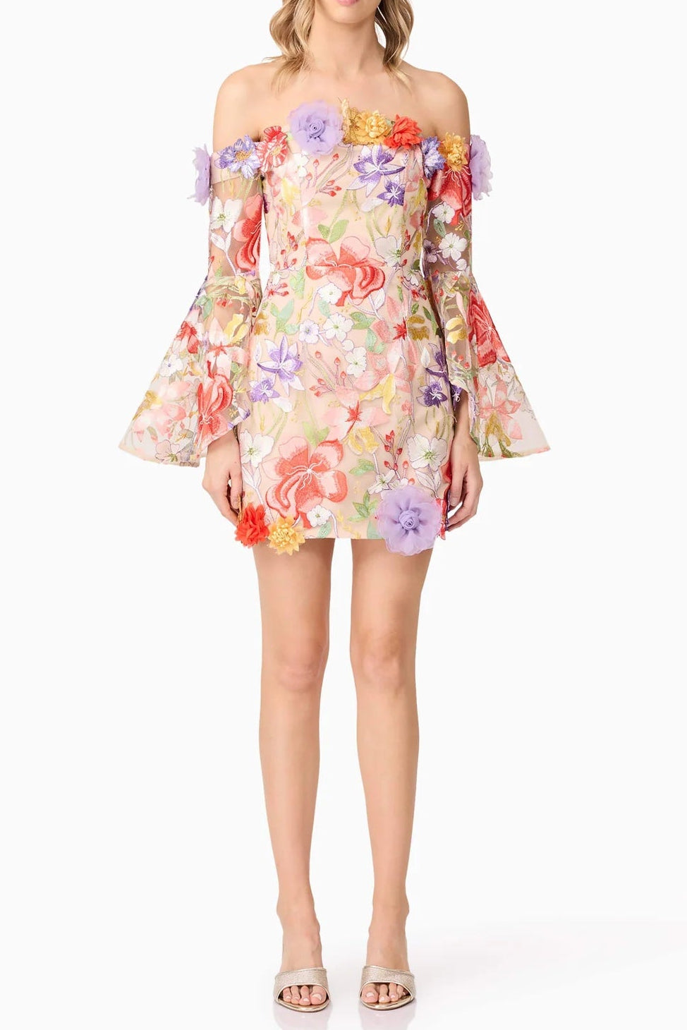 Flowering Girl Women Tabitha Multicolor Off Shoulder Mini Dress In Floral