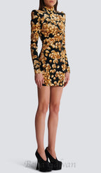 Flowering Girl Women CORETTA GRAPE PRINT VELVET MINI DRESS
