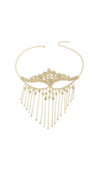 Flowering Girl Women Duc Gold Rhinestone Tassel Mask
