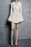 Darlene a-Line Blazer Mini Dress In Beige