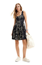 Flowering Girl Women Strappy Skater mini Dress in black