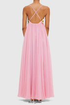 joann Appliqué Camellia Floral Maxi Dress in pink