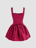 camisole waist slim sleeveless mini dress in red
