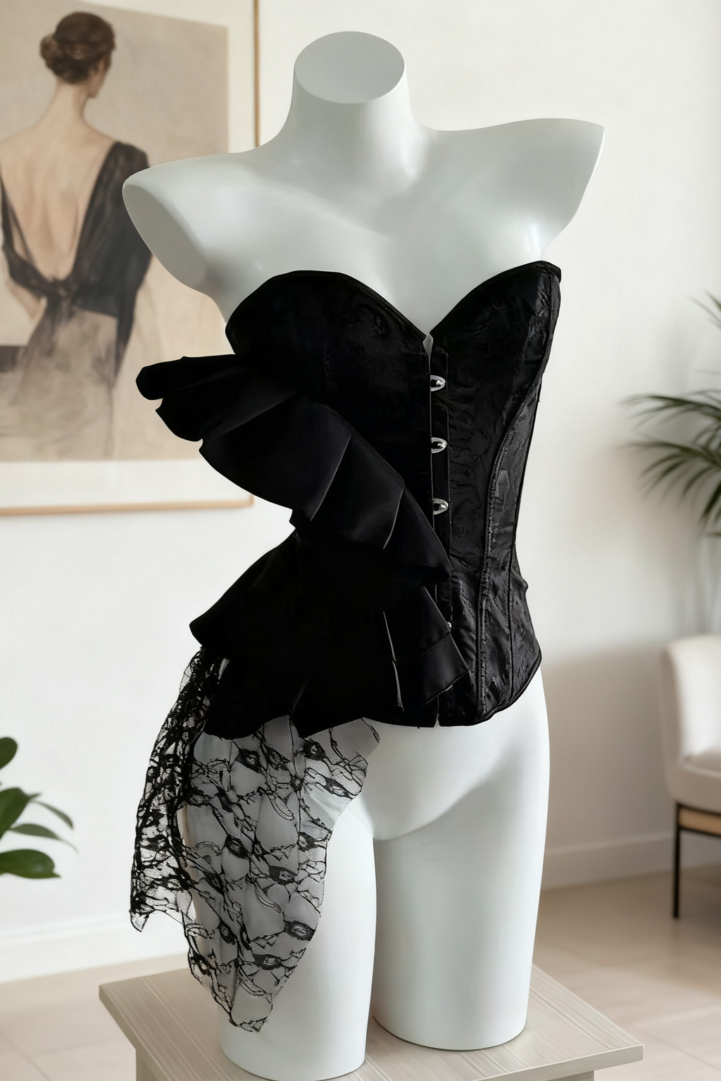 Retro Satin Strapless Corset Top