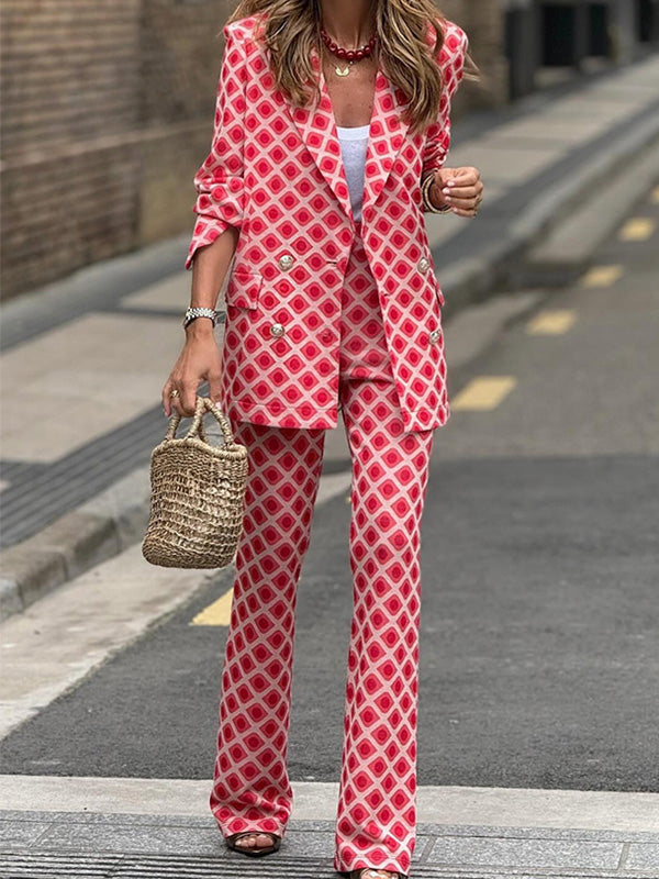Flowering Girl Women Fashion Casual Printed Suit Two-Piece Set