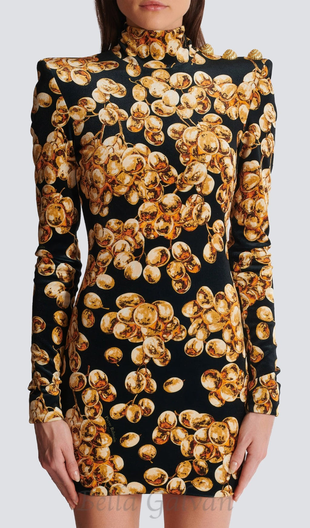 Flowering Girl Women CORETTA GRAPE PRINT VELVET MINI DRESS