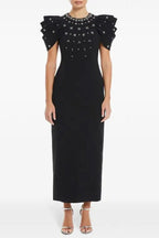 Roxanne Crystal-Embellished Crepe Bodycon Gown In Black