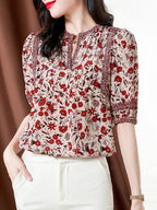 lesley Classic Puff Sleeve Printed Top