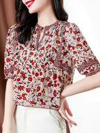 lesley Classic Puff Sleeve Printed Top