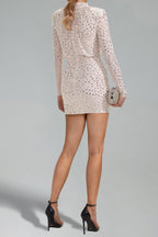 Flowering Girl Women Enene Long Sleeve Hot Drilling Mini Dress