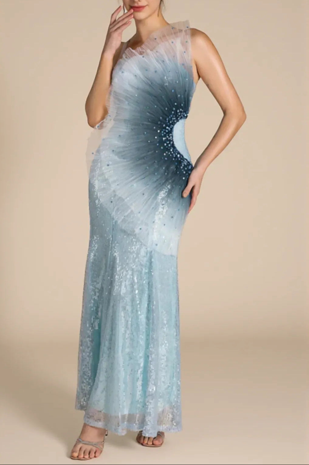 Flowering Girl Women Alyssa Samira Gradient Embellished Mermaid Maxi Dress