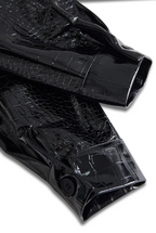 Glossy Black Crocodile Embossed Shirt