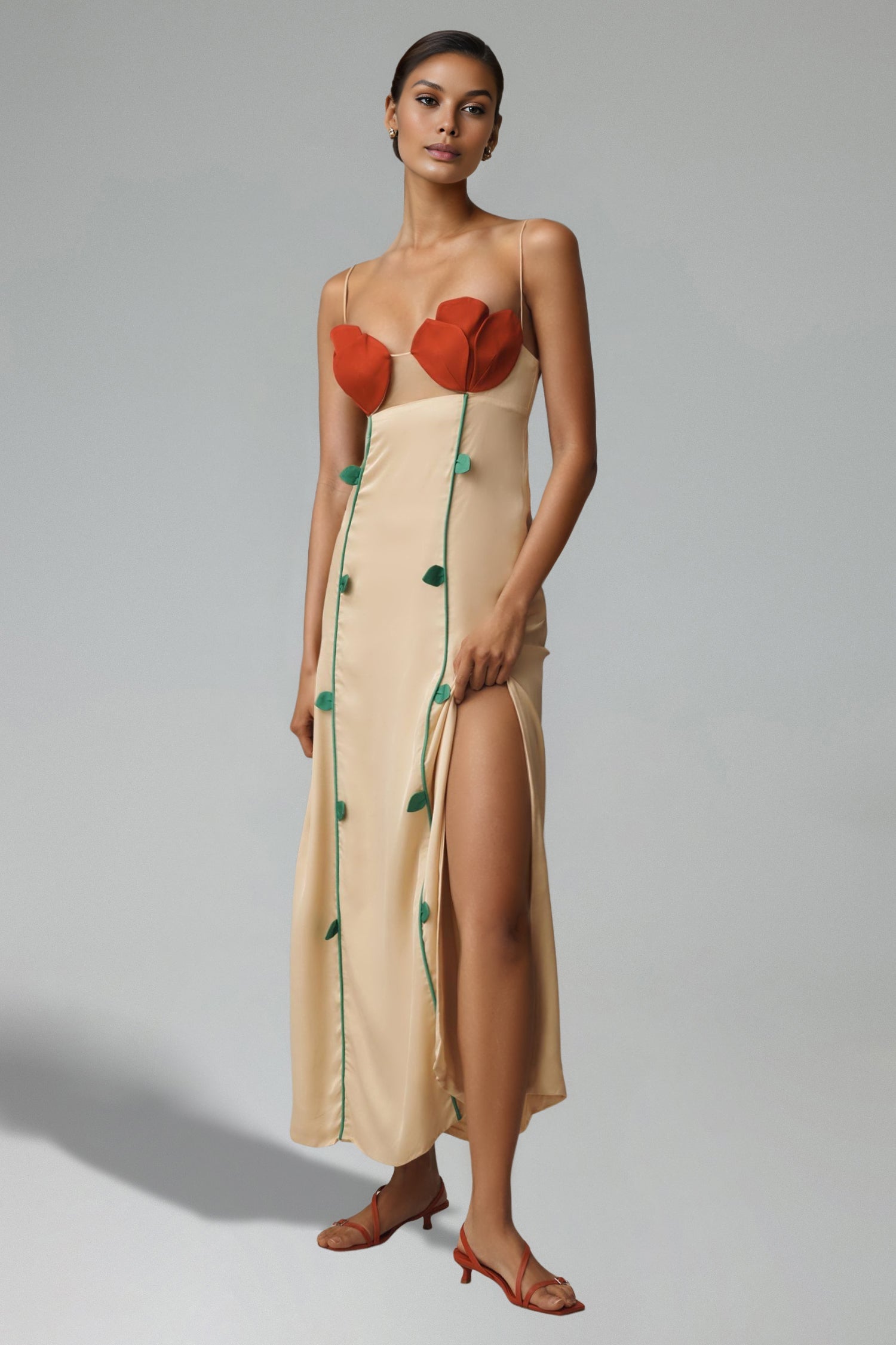 Flowering Girl Women Tersa Flower Tube Top Sling Maxi Dress