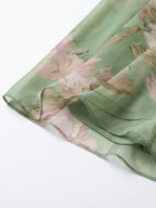 Flowering Girl Women Green Floral Chiffon Halter Maxi Dress